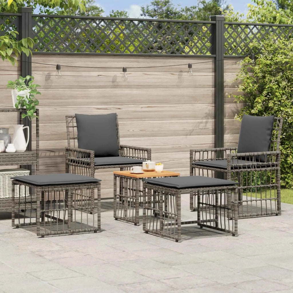 Set di Mobili da Esterno 5 pcs Nero e Grigio scuro