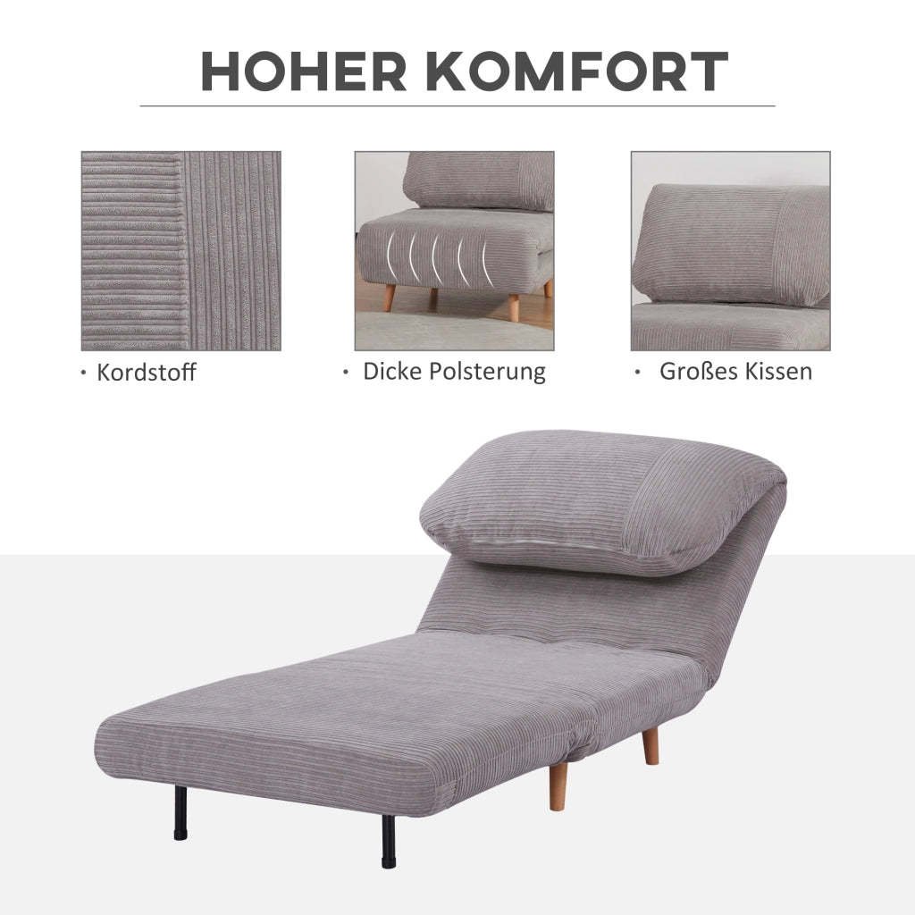 DIVANO LETTO RECLINABILE 193 x 82 x 28 cm Grigio chiaro Legno