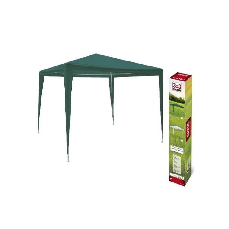 Gazebo da Giardino Struttura in Ferro Smontabile Verde 3 x 3 Metri