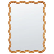 Specchio da parete in legno chiaro con cornice di pino e vetro 50 x 72 cm, pezzo decorativo irregolare montato a parete, stile moderno