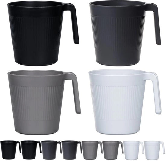 Set di bicchieri in plastica riciclabile da 500 ml, con manico, da 8 pezzi, per camper, festa, picnic, camping, resistenti a lavastoviglie e microonde