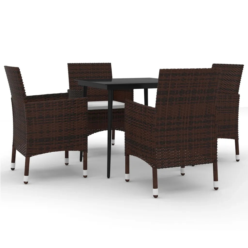 Set da Pranzo per Giardino 5 pz con Cuscini Polyrattan e Vetro cod mxl 38808