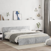 Giroletto con Testiera e LED Grigio Cemento 200x200 cm 3207584