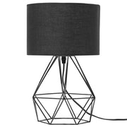 Lampada da Tavolo Paralume Nero Industrial Struttura a gabbia Nero