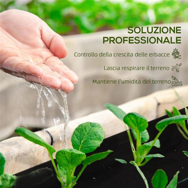 TELO PER PACCIAMATURA 2X25 M PER ORTO SERRA E GIARDINO DRENANTE E TRASPIRANTE NERO
