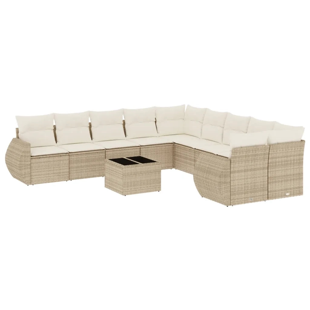Set Divani da Giardino 11 pz con Cuscini Beige in Polyrattan 3254255