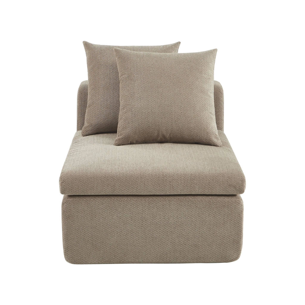 Poltrona per divano modulare in tessuto ciniglia, beige scuro