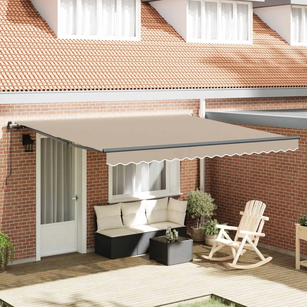 Tenda retrattile-Tenda parasole per balcone Beige 400 ¡Á 300 cm Poliestere e Acciaio