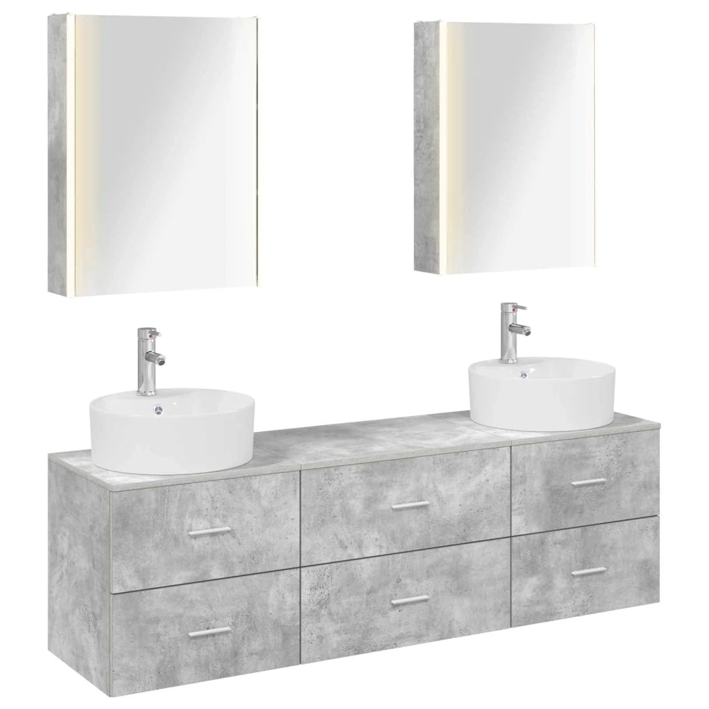 Set di mobili per il bagno 5 pcs Grigio Cemento 3406890