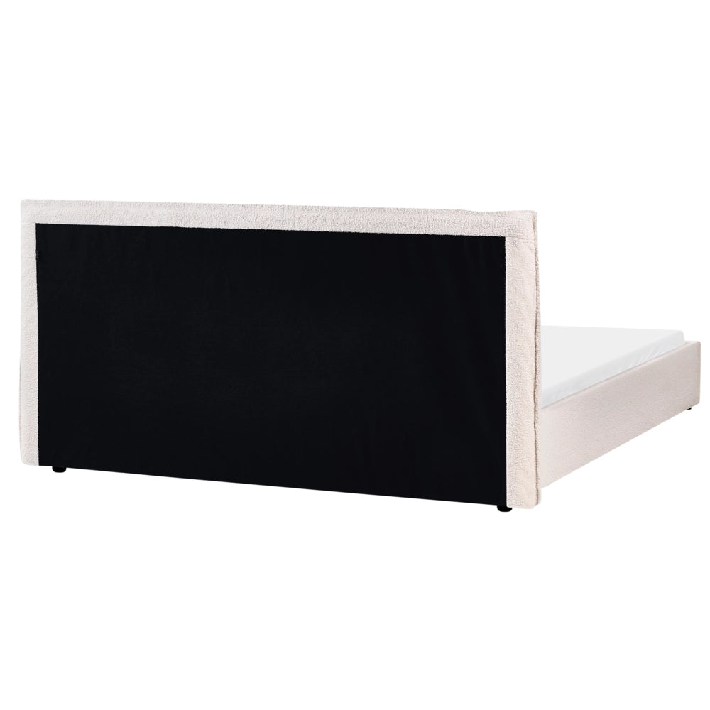 Letto matrimoniale ad acqua in bouclè bianco sporco 180 x 200 cm stile classico minimalista