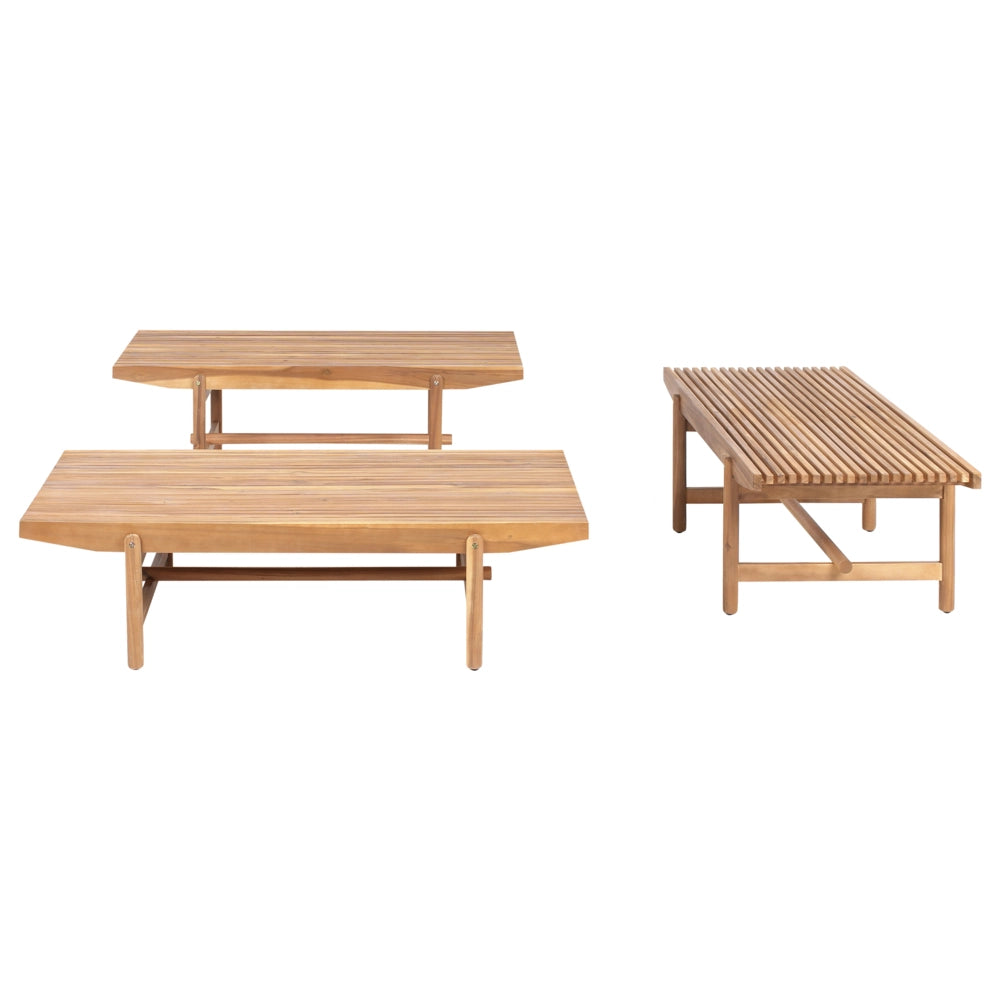Set di divani da giardino Cuscini bianco sporco Legno di acacia Rustico per esterni 2 posti con tavolino