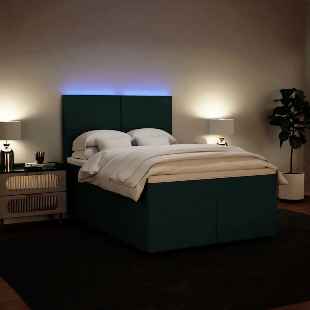 Giroletto a Molle con Materasso Verde Scuro 140x190 cm Velluto