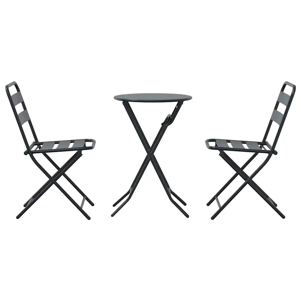 Set Bistro da Giardino 3 pcs Antracite Acciaio