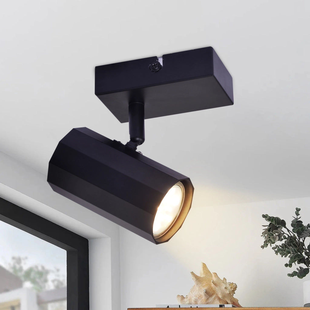ZMH Faretto da soffitto neri 1 lampadina GU10 orientabili 350° vintage metallo 40W