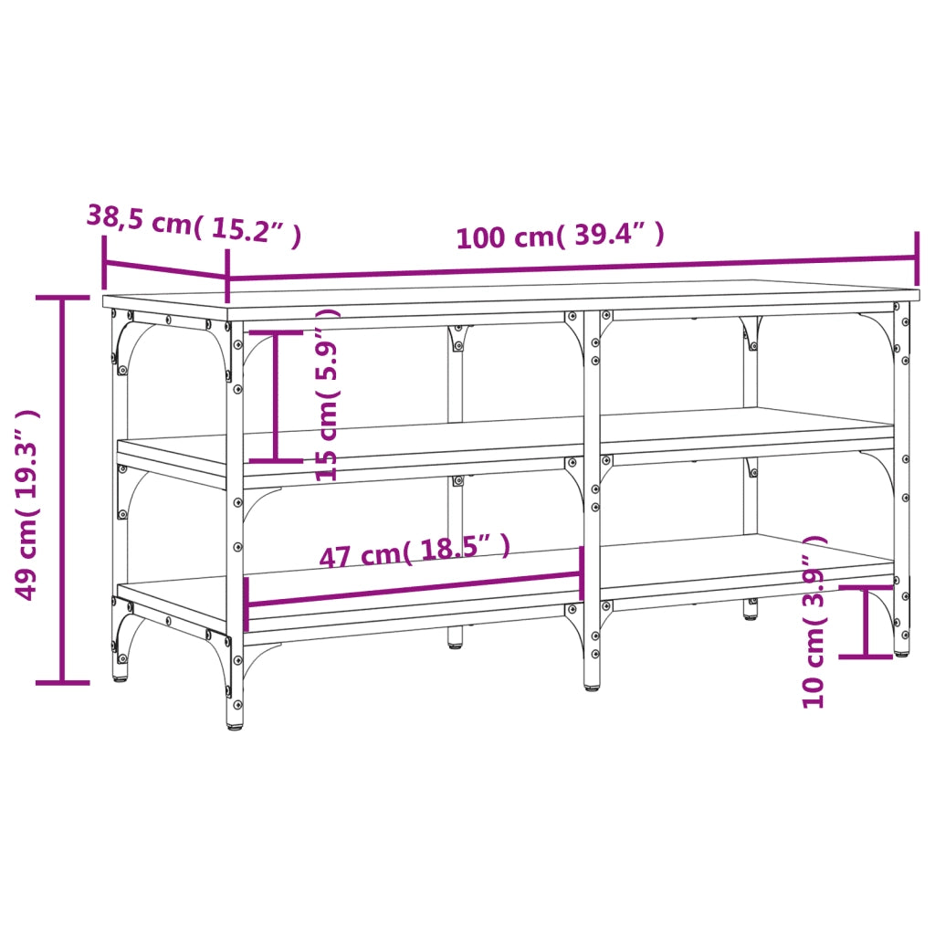Panca Porta Scarpe-Sgabello-Panca Scarpiera Grigio Sonoma 100x38,5x49 Legno Multistrato