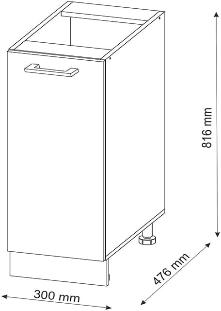 Armadio cucina dispensa alto R-Line, Bianco lucido, 30 cm, PL Antracite, per la libera combinazione all'interno di sistemi cucina modulari