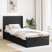 Letto singolo | Letto per adulti | Struttura del letto con stoccaggio e testata Nero 75 x 190 cm