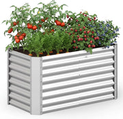 Orto Rialzato da Esterno, Letto da Giardino in Metallo Zincato per Piante, Fiori e Verdure, Fioriera senza Base Resistente, per Balcone, Terrazza e Cortile (119,5 x 61,5 x 60,5 cm)