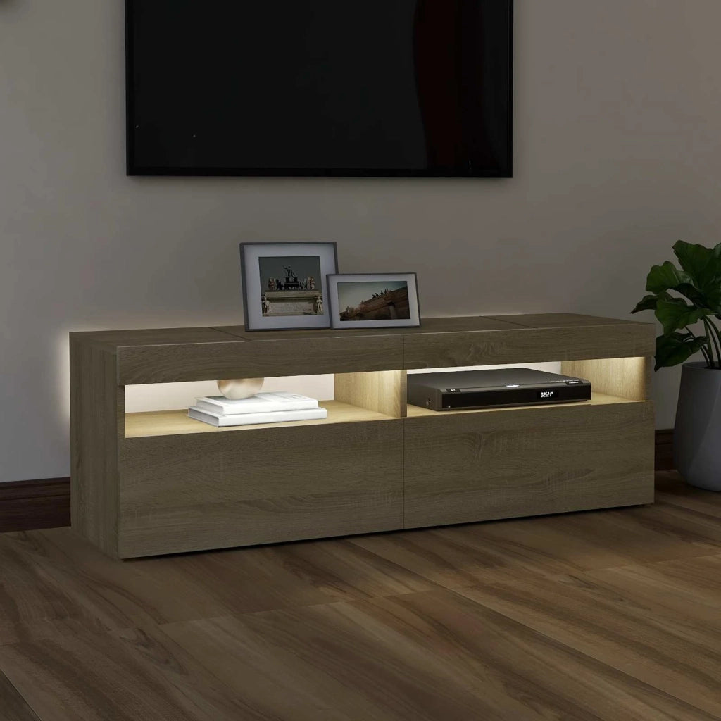Mobile Porta TV con Luci LED Rovere Sonoma 120x35x40 cm 804376