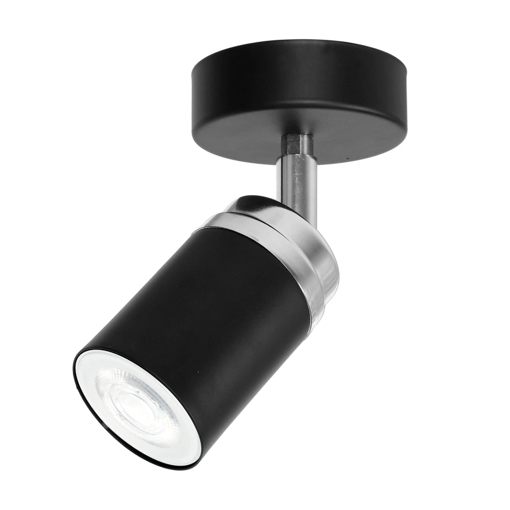 Faretto parete/soffitto orientabile nero/cromo GU10 Reno Luminex
