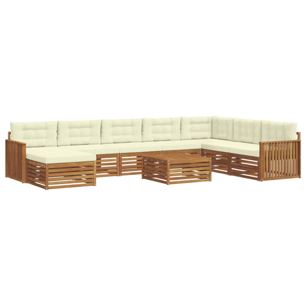 Set di divani da esterno con cuscino 9 pcs Naturale e Crema