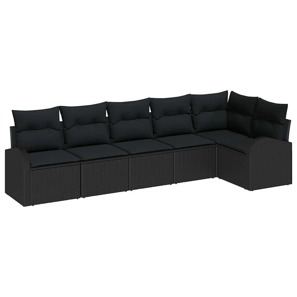 Set Divano da Giardino con cuscino 6 pcs Nero polyrattan 3354732