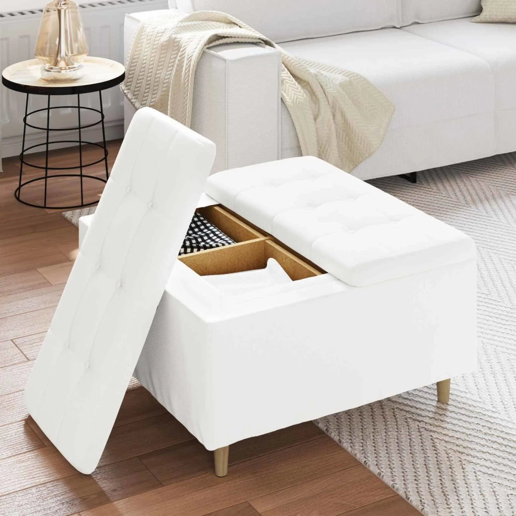 Pouf contenitore Bianco 80 x 80 x 45 cm Pelle sintetica 876847
