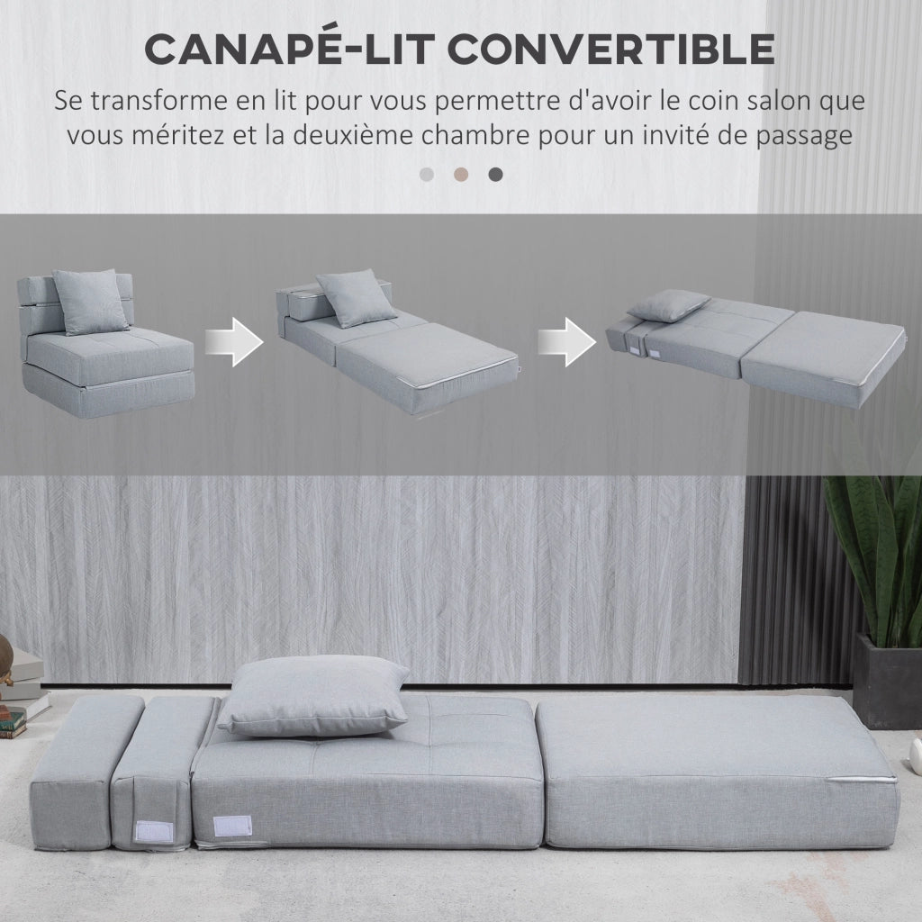 Poltrona letto convertibile 1 posto ¨C Xylo ¨C tessuto grigio chiaro con cuscino