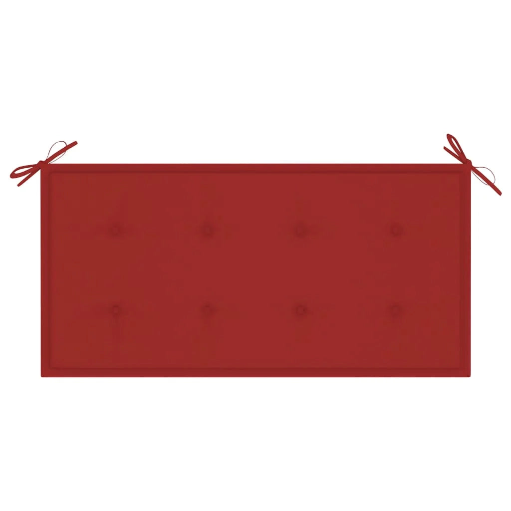Panca da giardino mobili da giardino per esterni terrazza con cuscino rosso 112 x 55 x 94 cm legno massello di teak 02_0011531