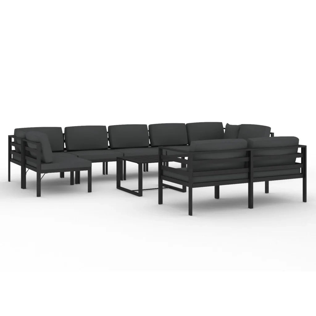 Set Divani da Giardino 10 pz con Cuscini in Alluminio Antracite cod mxl 35805