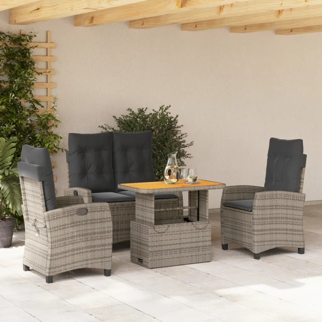 Set da Pranzo da Giardino 4 pz con Cuscini in Polyrattan Grigio 3277407