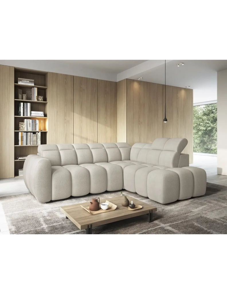 Divano ad angolo elettrico RONDA 4 posti beige – angolo destro