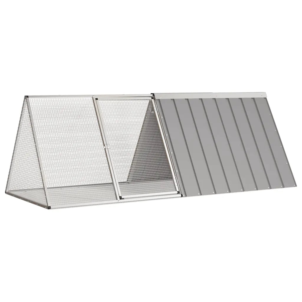 Gabbia per Conigli grigio 201,5x80,5x71 cm Acciaio Zincato