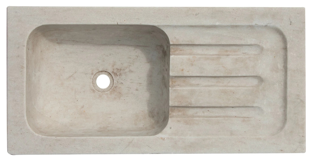 Biscottini Acquaio in marmo bianco L82xPR41xH18 cm Vasca realizzata completamente