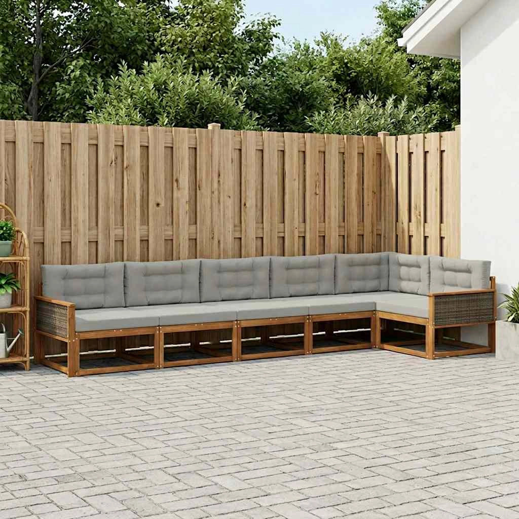 Set di divani da esterno 6 pz Naturale e Grigio chiaro 3382599