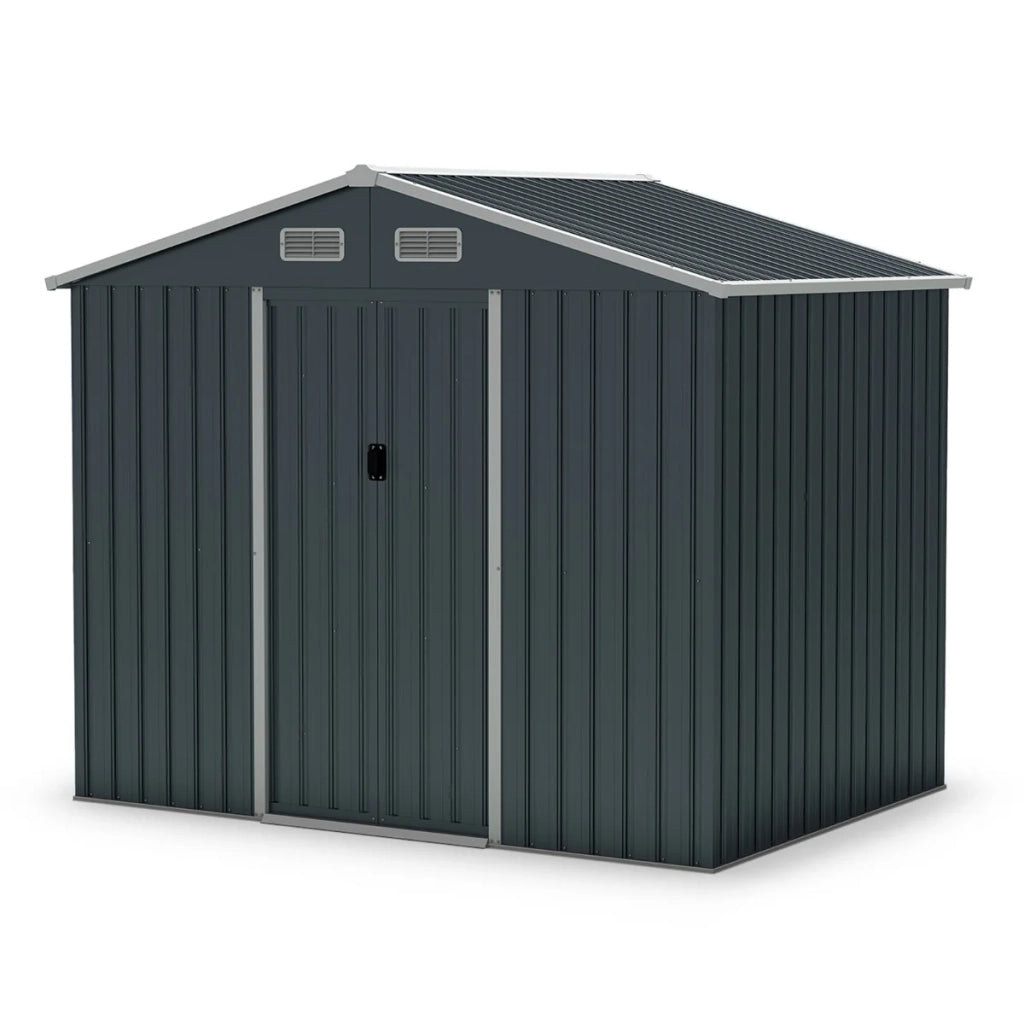 Grande casetta da giardino/rimessa per attrezzi 226 x 162 x 196 cm comodo accesso e ventilazione ottimale stile moderno metallo grigio 20_0010006