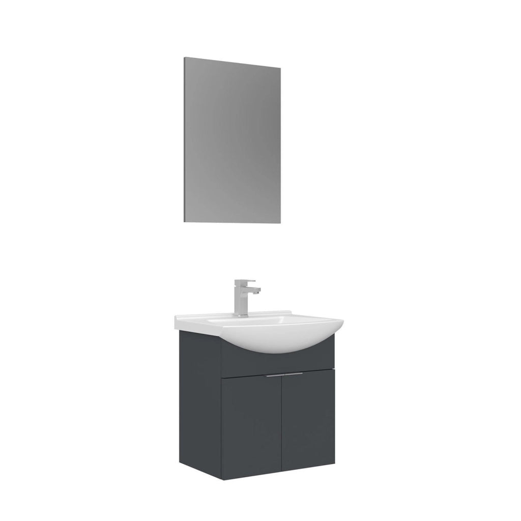 Set mobile lavabo con specchio (2 pezzi) "Purus 55" - 55 x 50 x 58 cm - Antracite opaco
