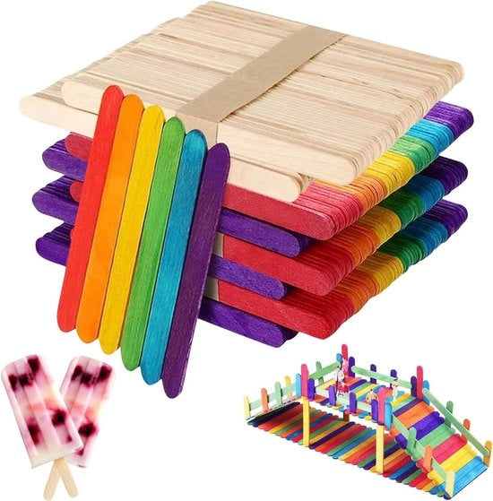 Stecchi di legno da ghiaccio 400 pezzi - Stecchi colorati in legno per attività di fai-da-te