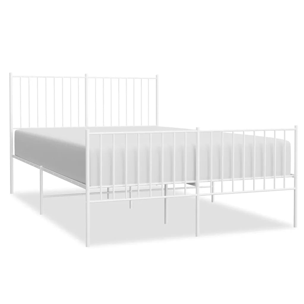 Giroletto con Testiera e Pediera-Struttura Letto Metallo Bianco 140x190 cm 459491