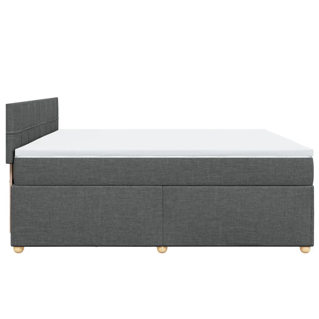 Giroletto a Molle con Materasso Grigio Scuro 200x200 cm Tessuto