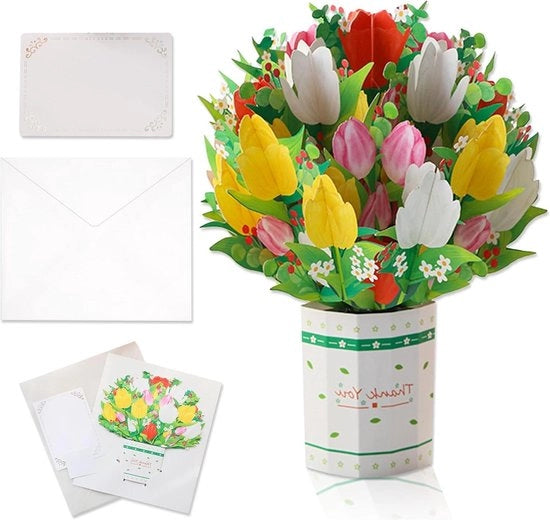 Carta di auguri pop-up per compleanni - Un tocco d'arte - Carte di fiori per compleanni - Auguri di compleanno - Regali di auguri per il maestro - Giornata dei genitori - Festa del matrimonio