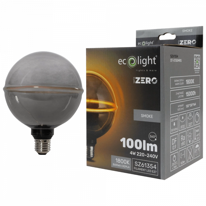 Lampadina LED dimmerabile globo fumé E27 G130 4W 1800K