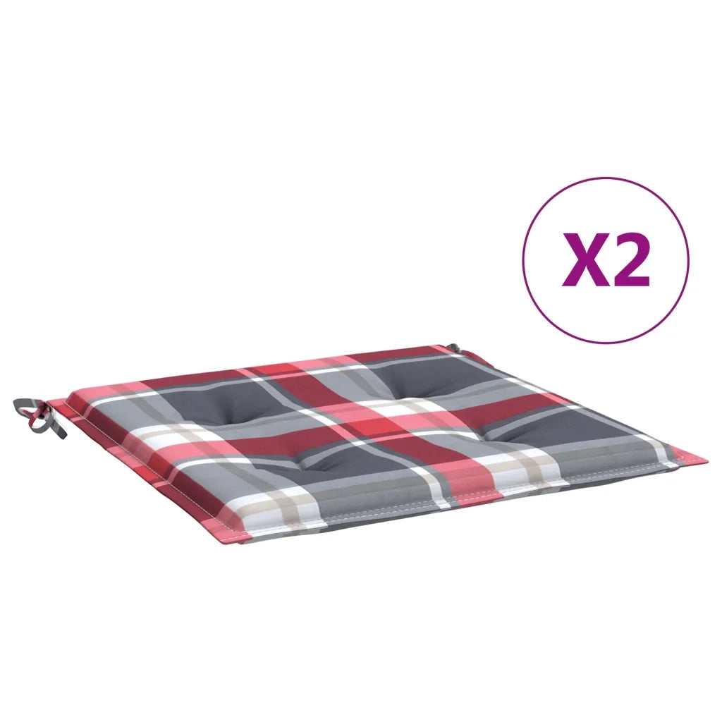 Cuscini per Sedia 2 pz a Quadri Rossi 50x50x3 cm Tessuto Oxford
