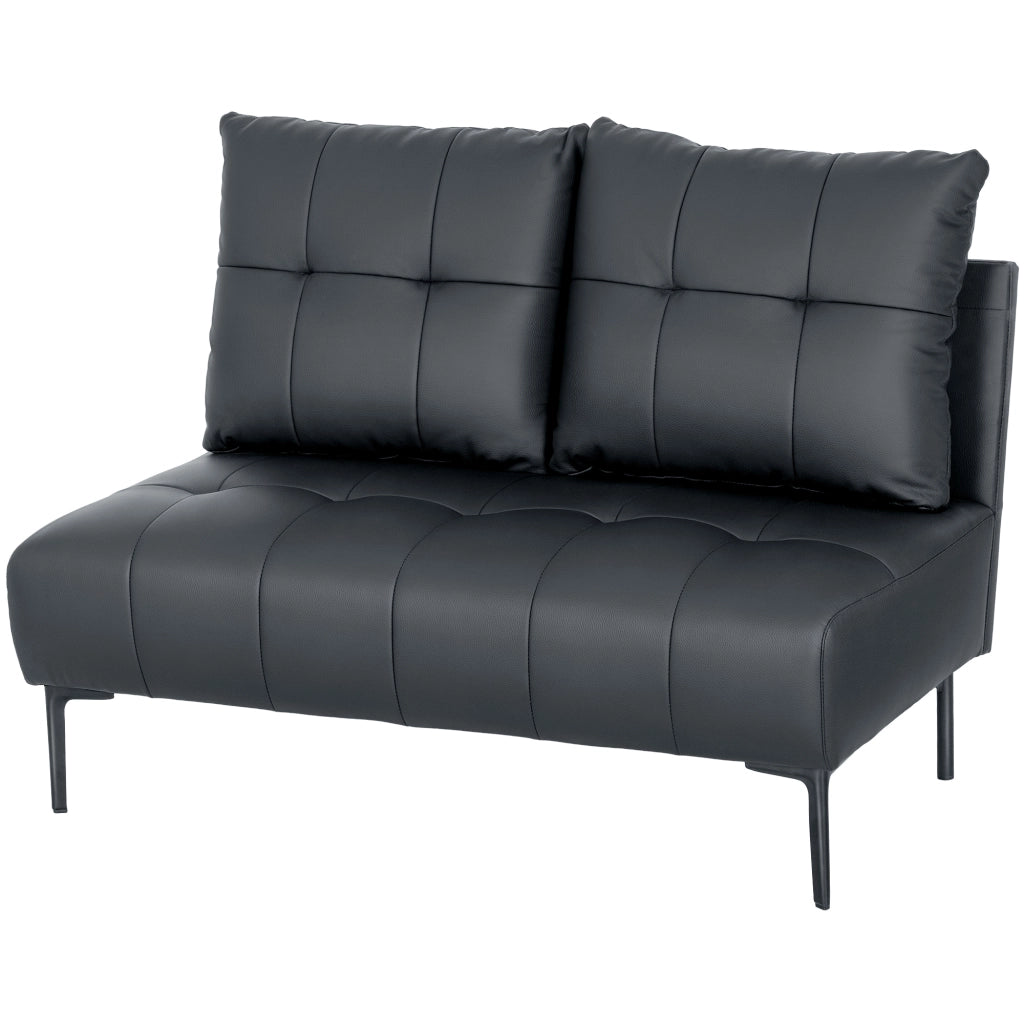 Divano 2 Posti in Similpelle Trapuntato Senza Braccioli ¨C Zephmum ¨C Nero 115x73x83