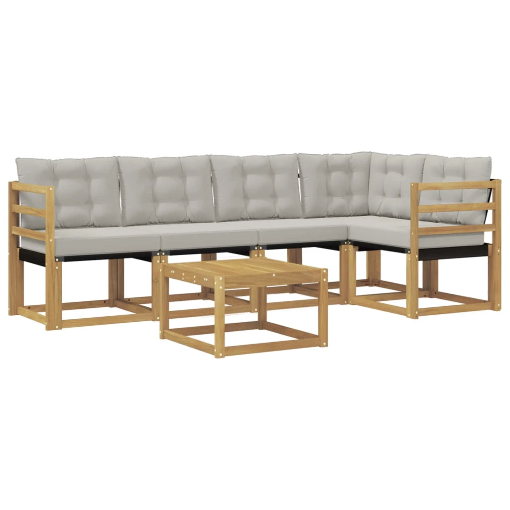 Set di divani da esterno 6 pz Bianco e Grigio Chiaro 3389489