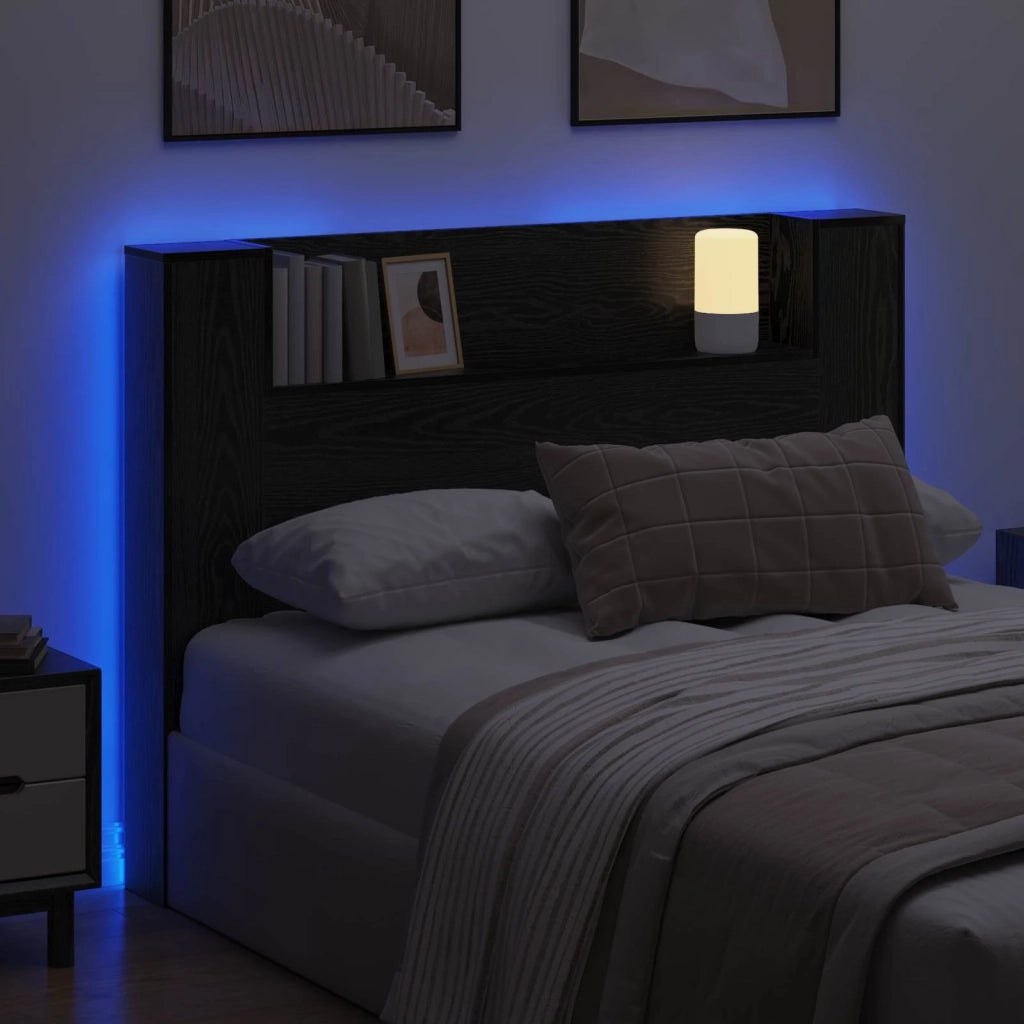 Testata con Mobile e LED Rovere Nero Legno ingegnerizzato 8006567