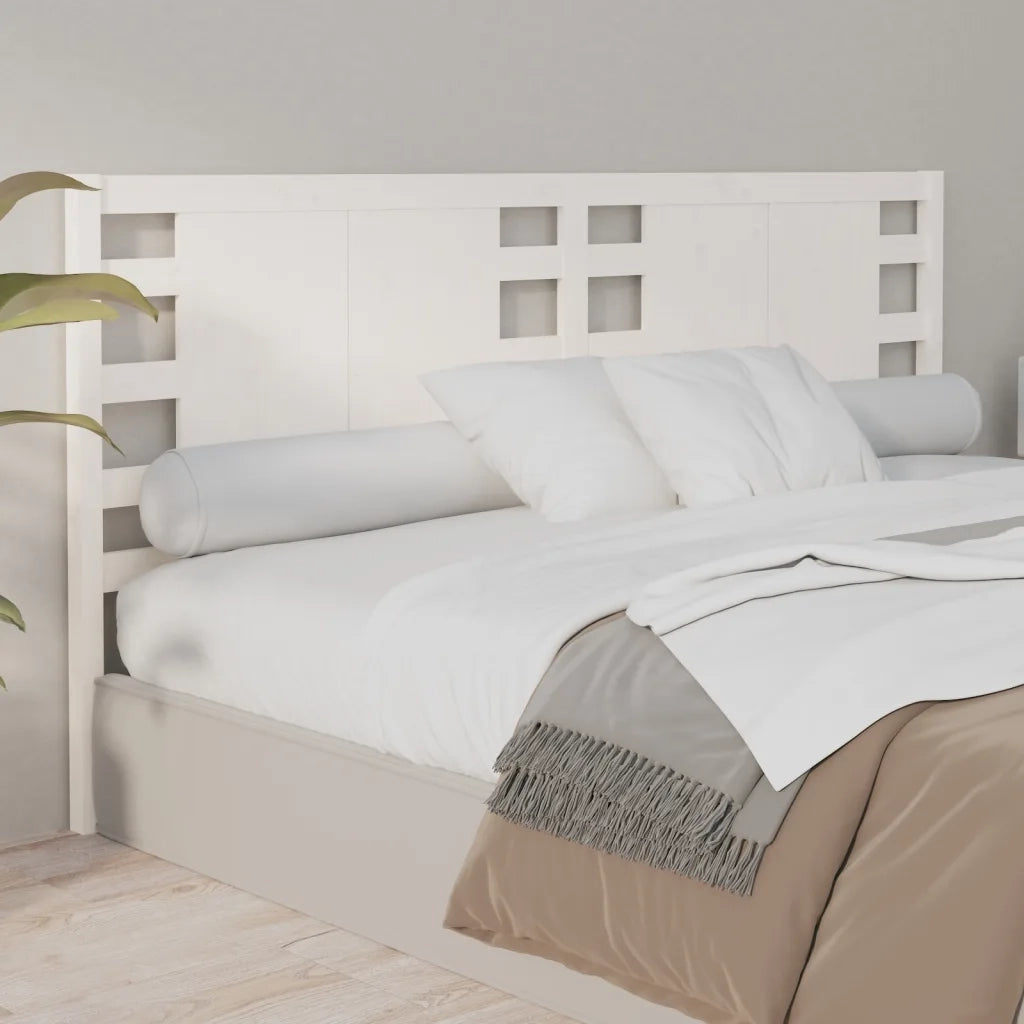 Testiera per Letto-Testata-Testiera Decorativa Bianca 126x4x100cm in Legno Massello di Pino 194002