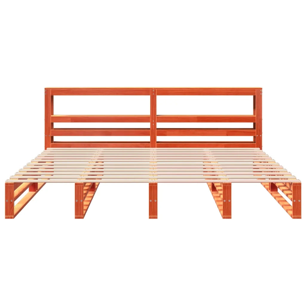 Giroletto con Testiera Marrone Cera 180x200 cm Massello Pino 3306506