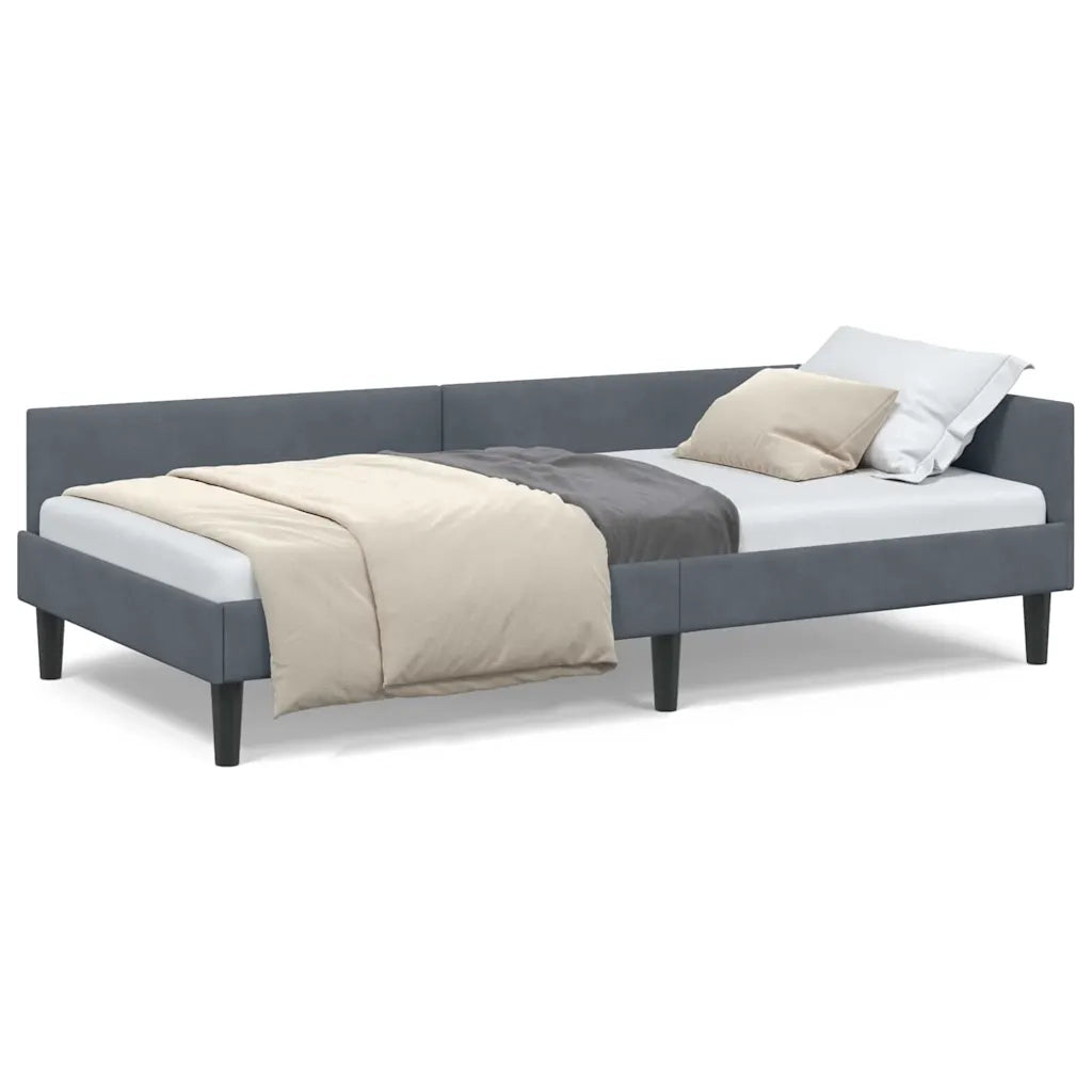 vidaXL Struttura del letto ad angolo Grigio scuro 90 x 190 cm