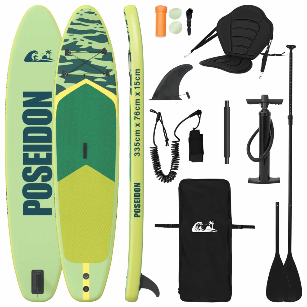 SUP Board con Seggiolino 2-in-1 POSEIDON 335 x 76 x 15 cm Verde 42039130
